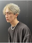【安掛HAIR】ハイトーンシルバーミディアムアップバング