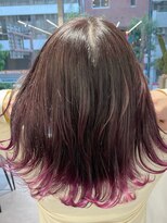 ジエクトカナウ 大阪梅田店(The Ect canow) 裾カラー　ピンクベージュ　伸ばしかけミディアム　カシスカラー