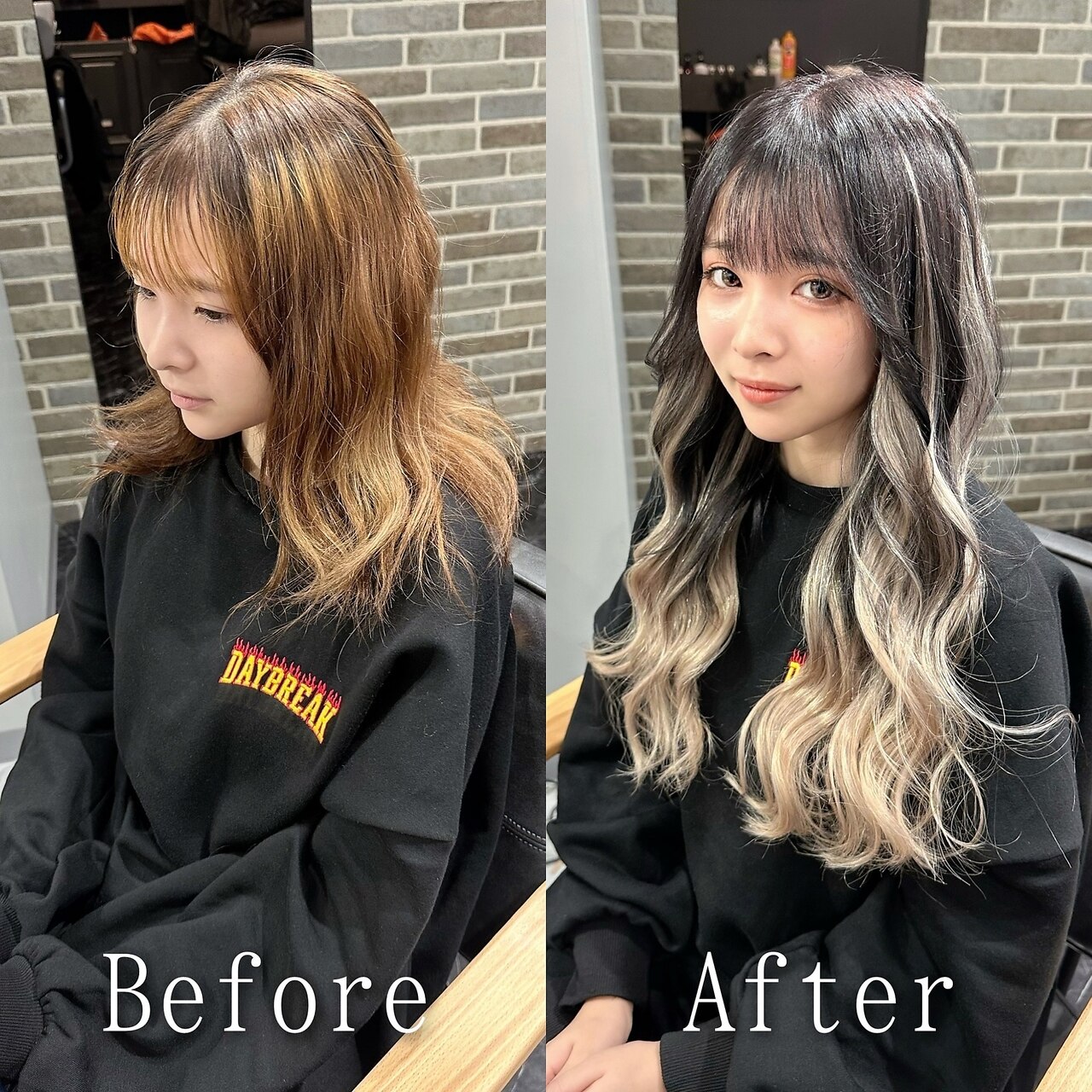 ホワイトベージュ#シールエクステ#グラデーション#韓国#岡山