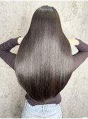髪質改善　髪質改善カラー　ココアベージュ　艶感　ストレート