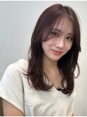 顔周りレイヤーカットくびれヘアミルクティーベージュカラー