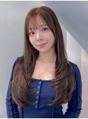 ロングウルフレイヤー美髪韓国ヘア顔周りレイヤー_F0584