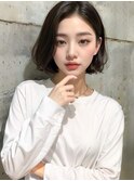 ミニボブタッセルカットあごライン前下がりボブ韓国ボブ