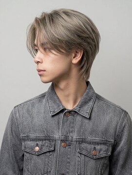 オレンジペコ(orange peco) センターパート フェザーパーマ ダブルカラー アッシュグレー