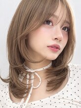 ホフ 大阪心斎橋店(F.O.F)&nbsp;ミルクティーベージュダブルカラーインナーカラー韓国20代前髪
