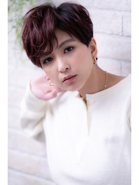 ヘアーアートシフォン 川口東口店(hair art chiffon) ダークアッシュorチェリーブラウンのイメチェンモードボブ