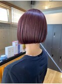 チェリーピンクのパツっとボブ_マッシュショート