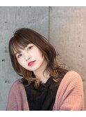 インナーカラーベージュフェイスフレーミング 岐阜