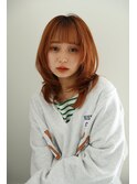 ウルフカット/オレンジベージュ/顔まわり/10代.20代.30代