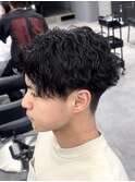 センターパート縦落ち