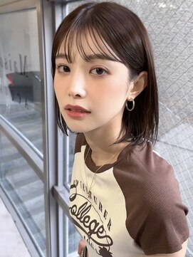 メゾンアクア 表参道(Maison ACQUA) ＋切りっぱなしボブメルティーカラー小顔似合わせカット縮毛矯正