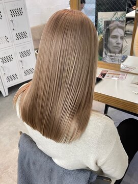 リムレスバイサンク 万代 新潟駅(LIMLESS by cinq) ミルクティーベージュカラーケアブリーチカラーピンクベージュ