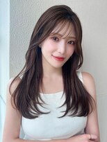 アフロート エル 錦糸町(AFLOAT L) 後れ毛が可愛い顔周りハイレイヤーロングチェリーブラウン