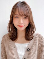 エアリーカール斜めバングデジタルパーマホワイトグレージュ