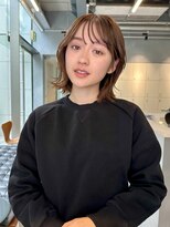 レイヤーボブシースルーバングマロンブラウン