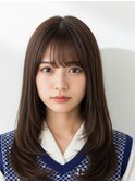 ミディアム20代30代ストレートレイヤー前髪なし前髪あり越谷