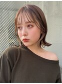【MINX松下】インナーカラーの切りっぱなしボブ　外ハネボブ