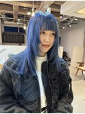 姫カットレイヤー/ブルーカラー/顔まわりレイヤー/ワイドバング