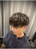マッシュ ツーブロック ゆるふわパーマ メンズ 田町