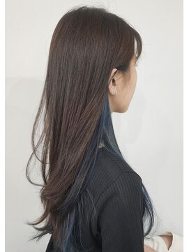 ミドル(MIDDLE) ロングレイヤーindigoインナーカラー