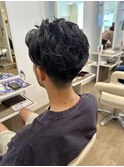 メンズ　オールバックナチュラルパーマ
