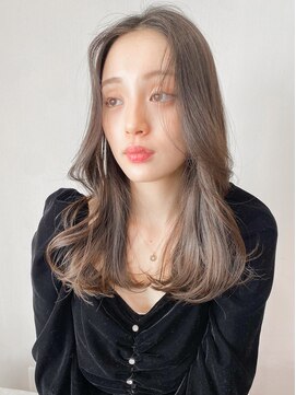 レア 表参道(L'ea) くびれヘアアプリコットオレンジ夏ヘアハイライトカラー