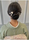 着物ヘア　シニヨン　入学式参列ヘア　訪問着ヘアセット