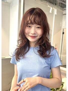 トリッカ 銀座(tricca) アプリコットオレンジ/ナチュラルウェーブ/前髪パーマ