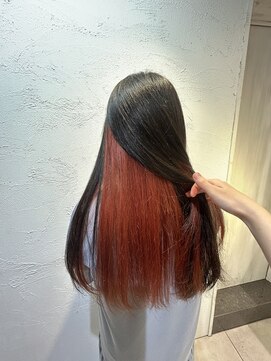 アジールヘア 池袋東口店(agir hair) ブリーチ＆ダブルカラーインナーカラーコーラルオレンジ池袋東口