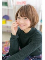 ミック ヘアアンドメイク アップ 駒込店(miq Hair&Make up)&nbsp;伸ばしかけに◎ヌーディベージュ小顔前下がりボブショートa1