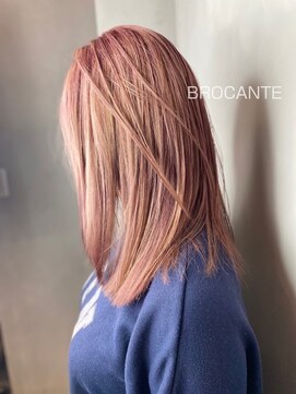 ラトリエ ブロカント 立川北口店(L'atelier BROCANTE) ベイビーピンク ハイトーン wカラー ミストバング こなれヘア