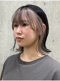 前髪インナーカラーベージュカラーミルクティーベージュブリーチ