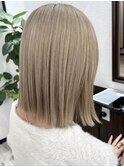 ハイトーンイルミナカラーボブグレージュオリーブ堺東ブロンド