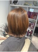 レイヤーボブ×オレンジブラウン