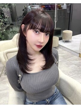 アディション 新宿(ADITION) 韓国レイヤー×似合わせ顔周りカット×チェリーブラウン/新宿k