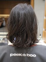 ピークアブー 原宿ハラカド(PEEK-A-BOO)&nbsp;ボブ伸ばしかけパーマ多毛肩はねる長さ黒髪暗髪