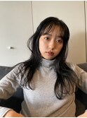 大人のラフニュアンス流れるレイヤーシースルーバング