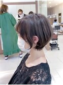【脱白髪染め】赤み消しグレージュ×ショートボブ