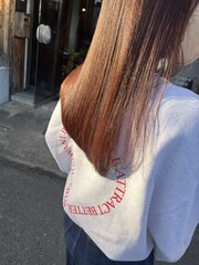 ブリーチなしカラー/ピンクブラウン/髪質改善トリートメント