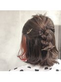 切りっぱなし×ヘアアレンジ