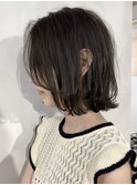 表参道☆斜めバング/大人可愛い 外ハネボブ×グレーベージュ