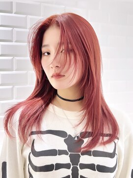 ピークアブー 銀座中央通り(PEEK-A-BOO) エアリーロング美髪フェイスレイヤーピンクブラウン