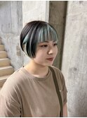 ショート/刈り上げ女子/インナーカラー/ミントグリーン/個性派