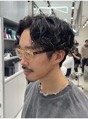 渋谷メンズミディアムパーマ波巻きスパイラルパーマサーフカール