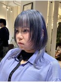 ミディアムウルフカット/ブリーチカラー/顔まわりレイヤーカット