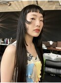 オン眉顔まわりデザインカット姫カット顔まわりレイヤー