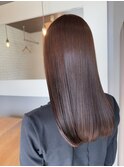 「菊池紳吾」鏡面仕上げ縮毛矯正、コーラルブラウン