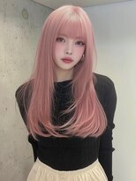 ランテルディ 渋谷(LANTERDIT)&nbsp;シースルーぱっつんベージュカラーワンホンヘアロングレイヤー☆