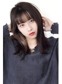 小顔 厚めバング大人可愛いインナーカラー暗髪レイヤーボブ綾瀬m