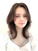 くびれミディココアベージュカカオブラウンナチュラルくびれヘア